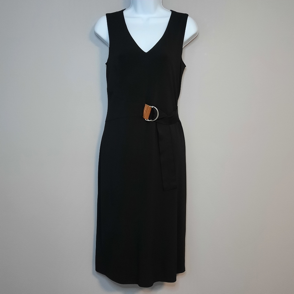 Iris Setlakwe Black V-neck Sleeveless Belted Midi Dress size Small